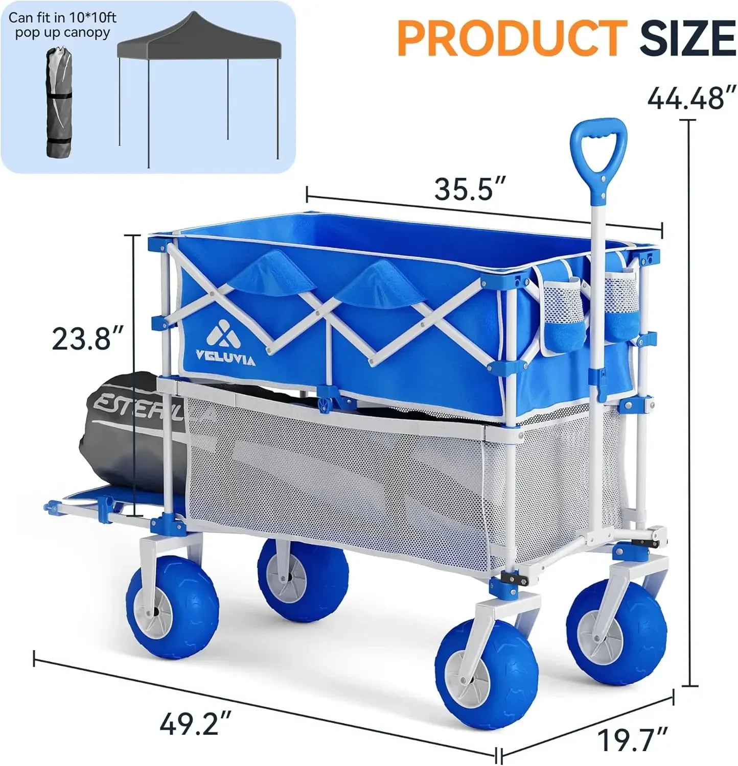 Double Decker Foldable Beach Wagon All Terrain Cart With Balloon Wheels