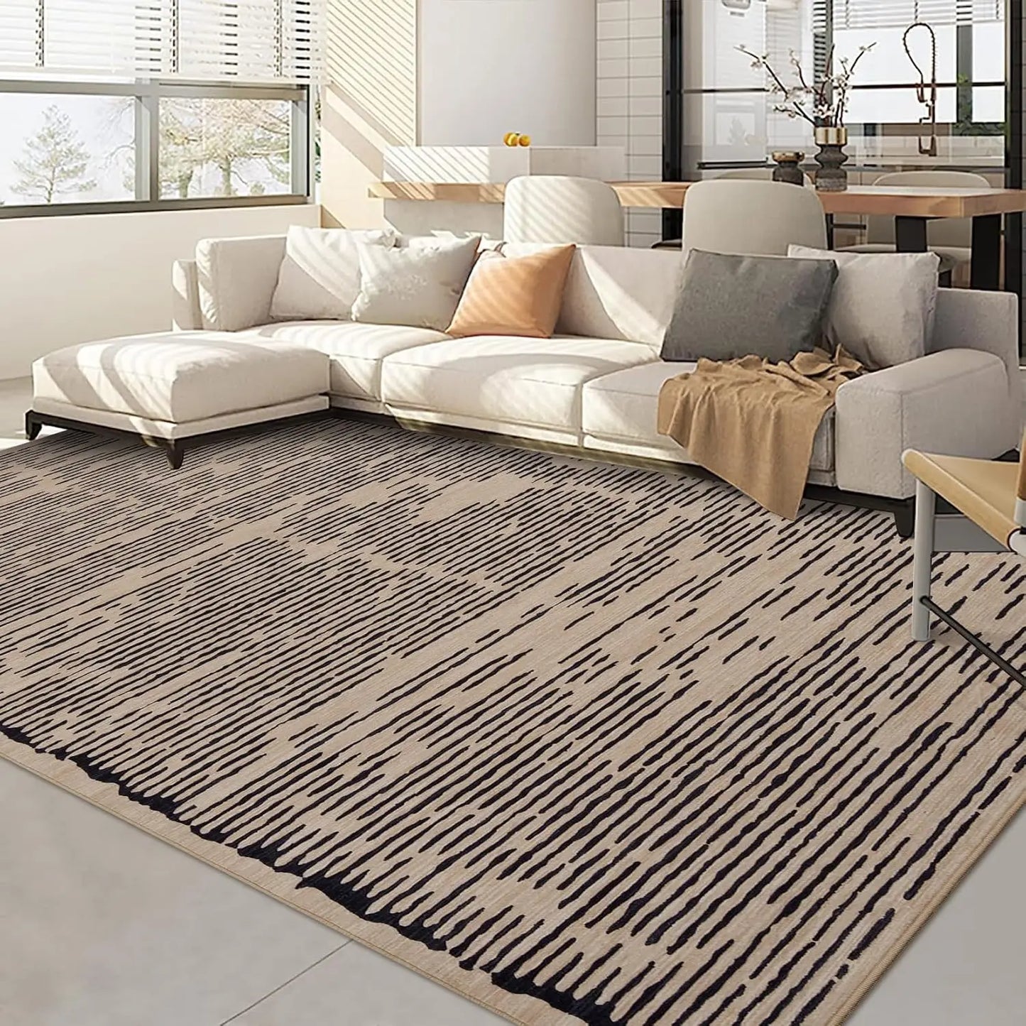 HiMIS Living Room Rug Washable Stripe Non Slip Modern