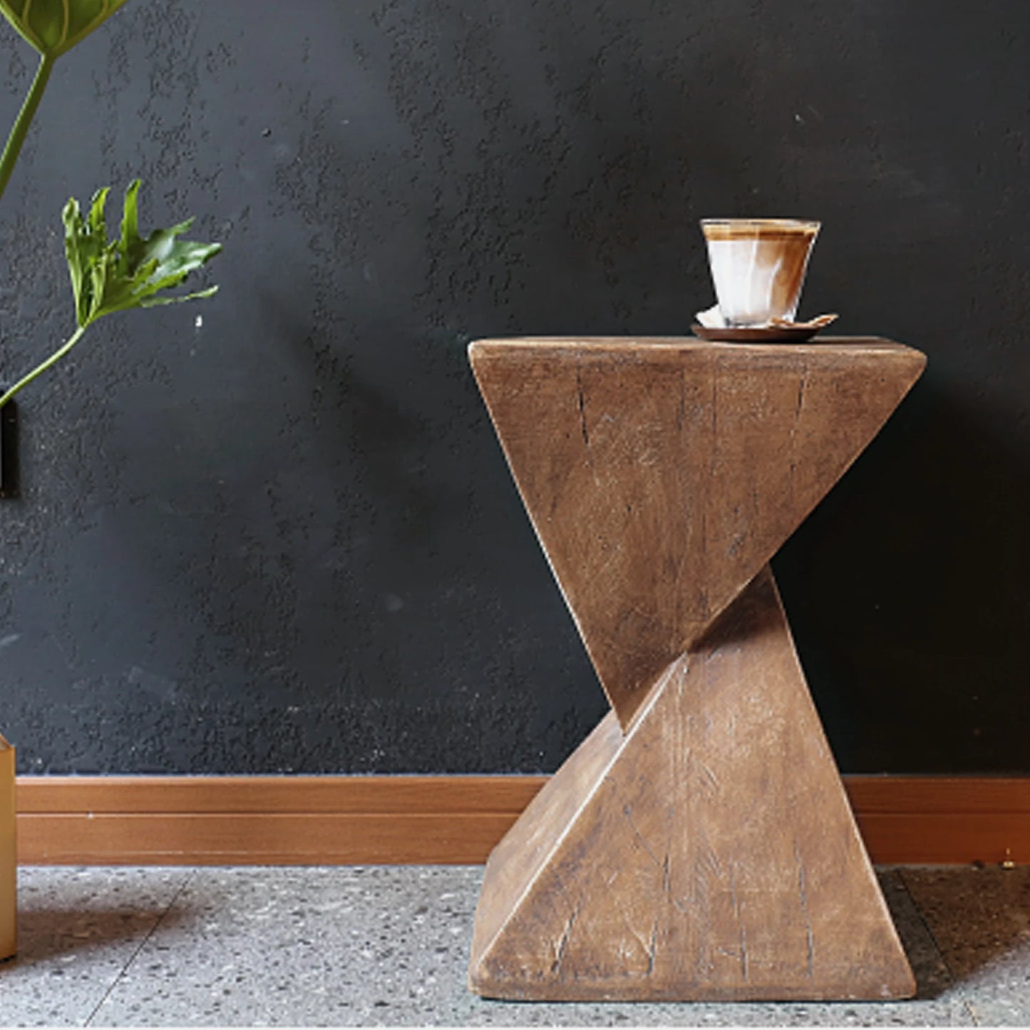 Lightweight Concrete Accent Table Modern Geometry Side Table