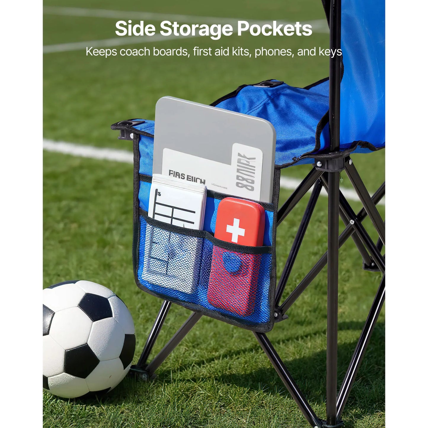 SucceBuy Portable Folding Soccer Bench With Side Pockets