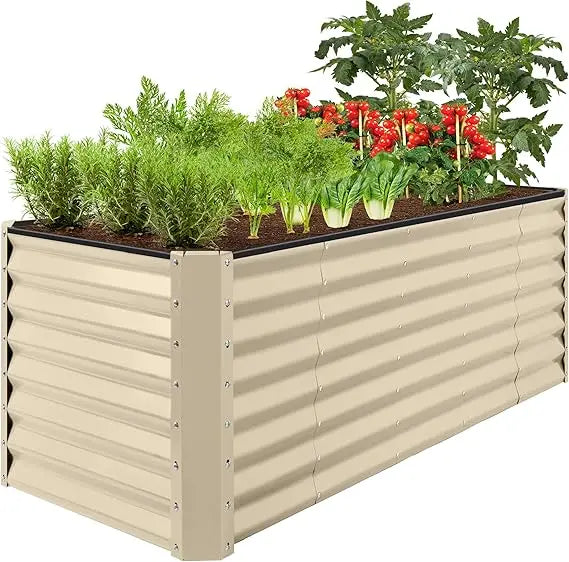 8x2x2ft Raised Metal Garden Bed Rectangular Planter Box for Herbs and Vegetables
