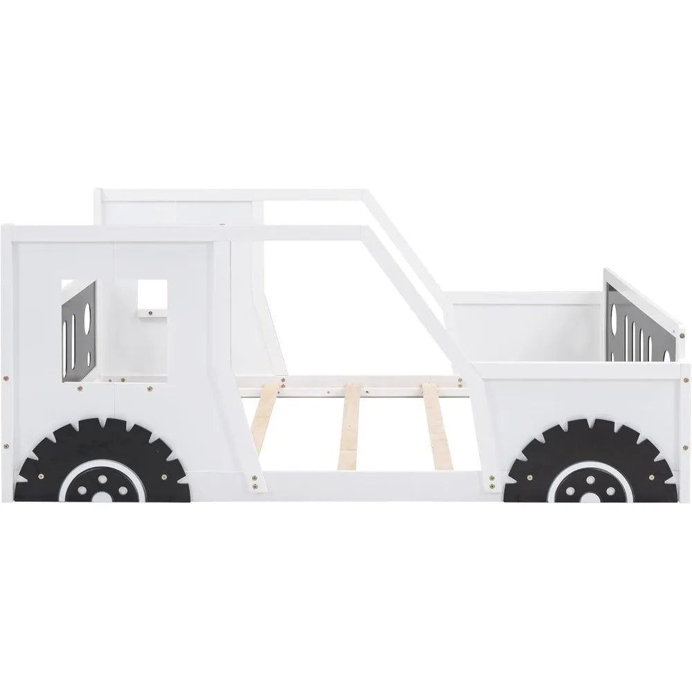DAFIFY Car Bed Montessori Floor Bed With Fence Door