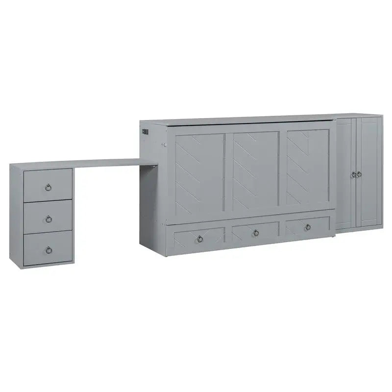 Murphy Bed With USB Port And Wardrobe Desk Cabinet