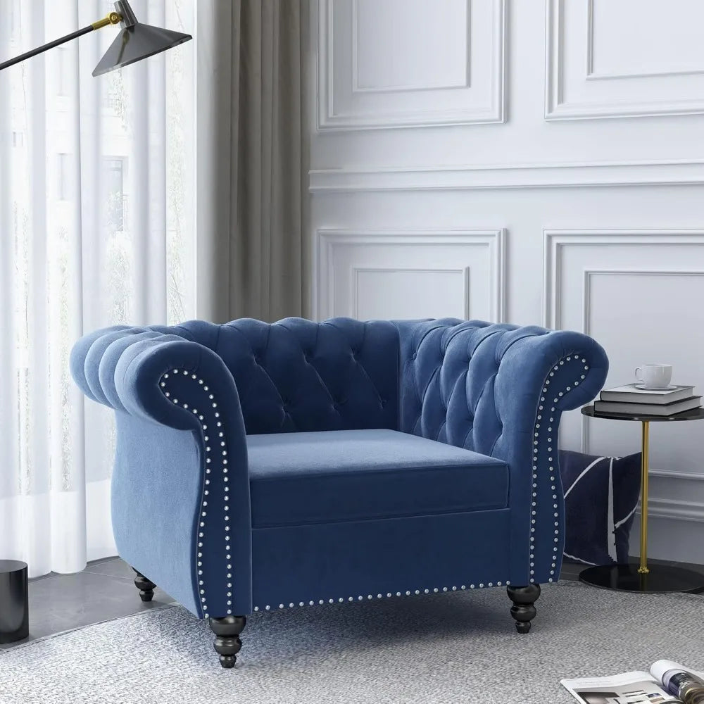 DAFIFY Velvet Chesterfield Sofa Loveseat Chair Set Premium