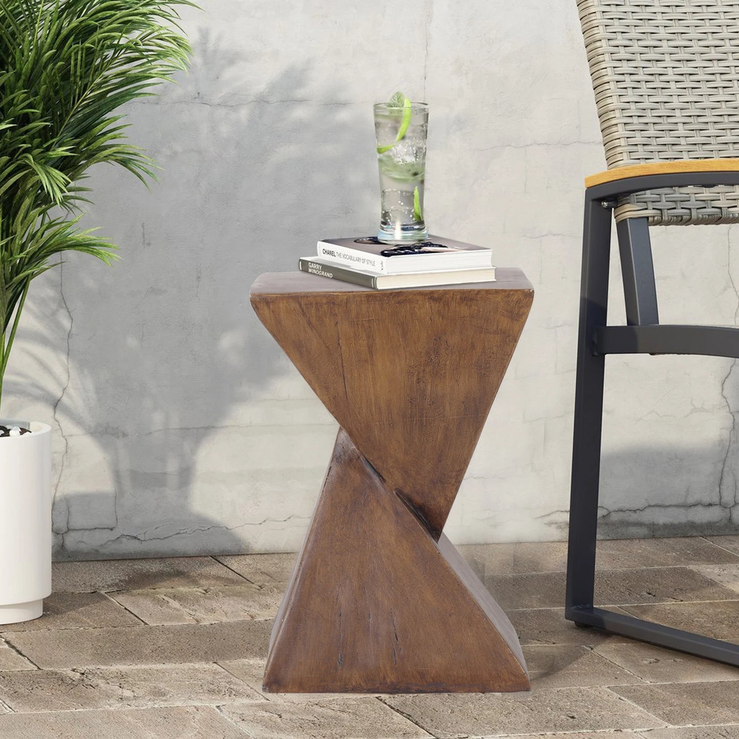 Lightweight Concrete Accent Table Modern Geometry Side Table