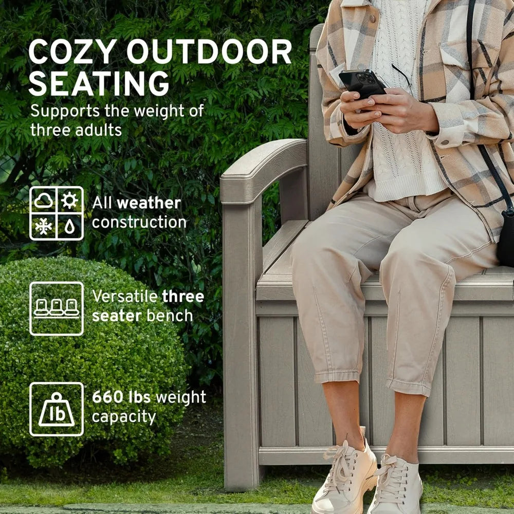 DAFIFY 3 Seat Outdoor Storage Bench With Rain Cover
