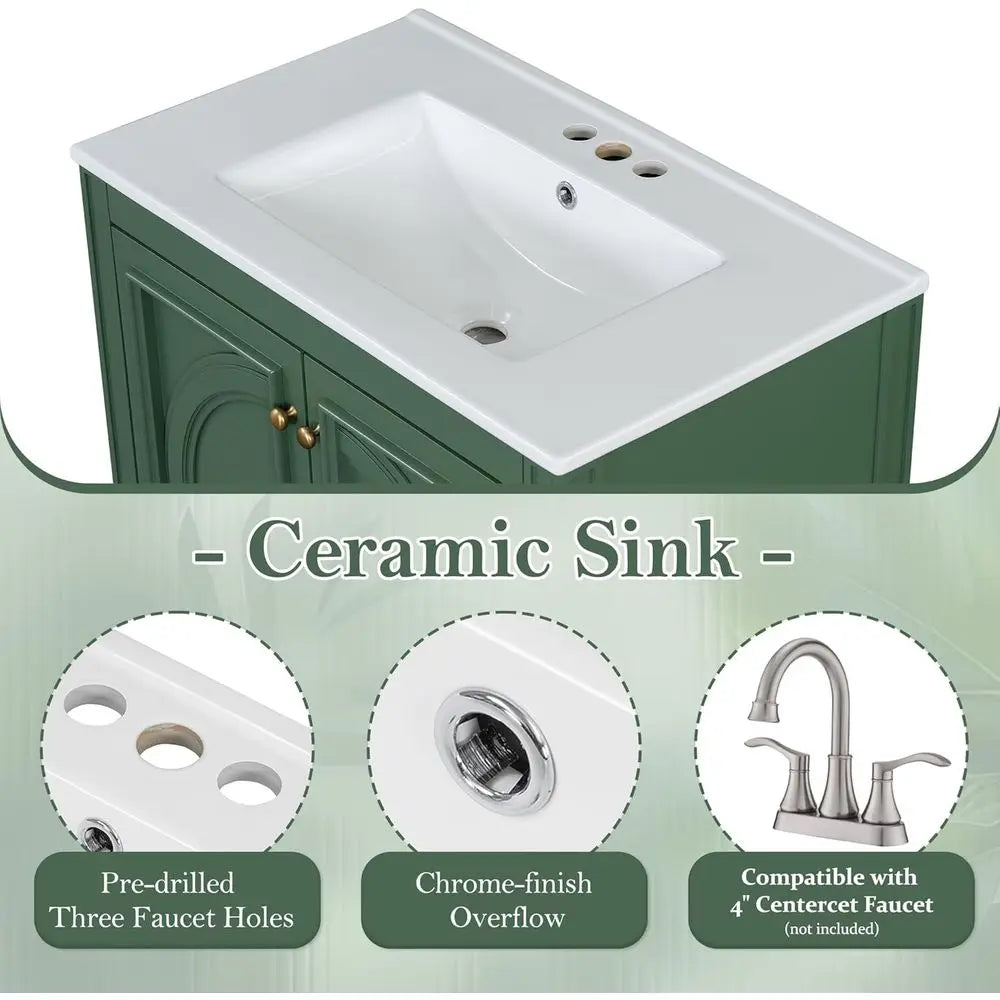 Vintage Style Bathroom Vanity With Undermount Ceramic Sink