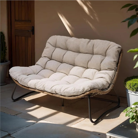 Outdoor Loveseat 2 Seater Cozy Rattan Couch with Soft Cushion for Patio