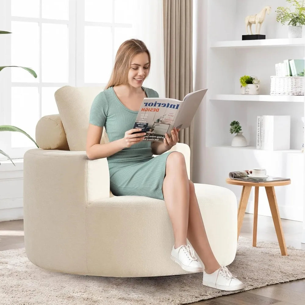 RBXC Barrel Swivel Chair 360 Rotation Chenille Cushioned Comfort