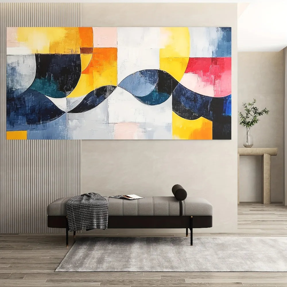 Line Dance Modern Abstract Canvas Art With Pine Frame