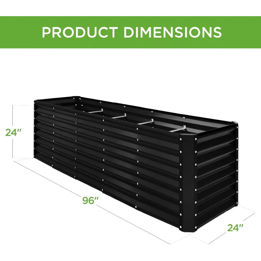 8x2x2ft Raised Metal Garden Bed Rectangular Planter Box for Herbs and Vegetables