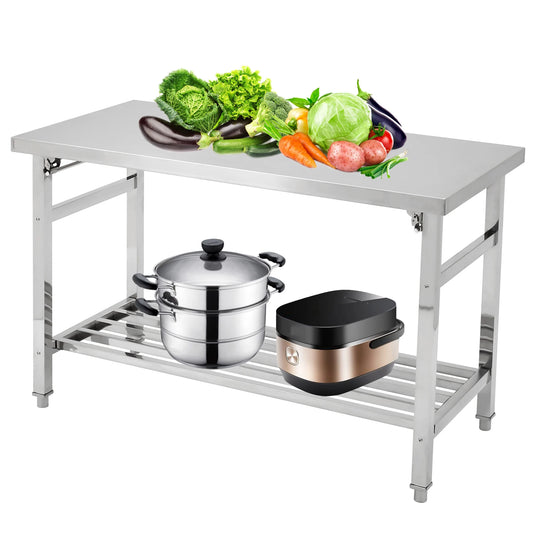 HiMiss Stainless Steel Folding Prep Table for Outdoor Cooking