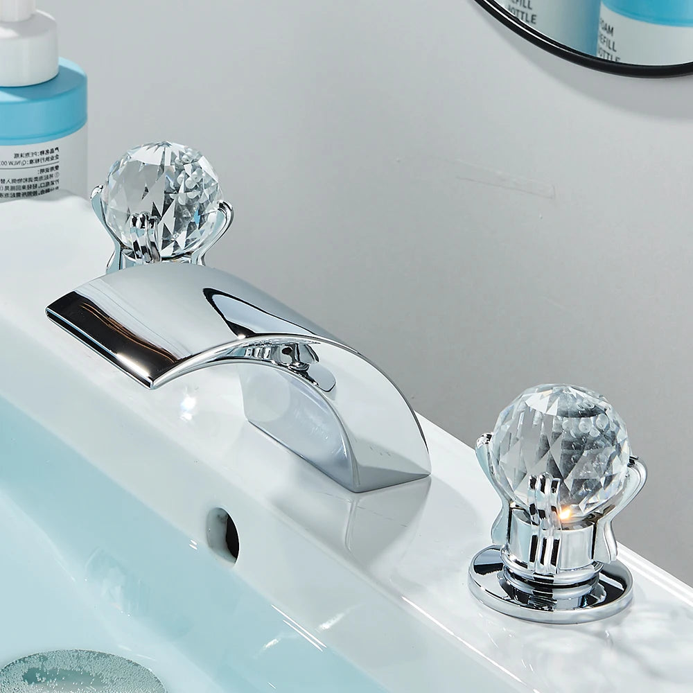 Quyanre LED Widespread Bathroom Faucet Waterfall