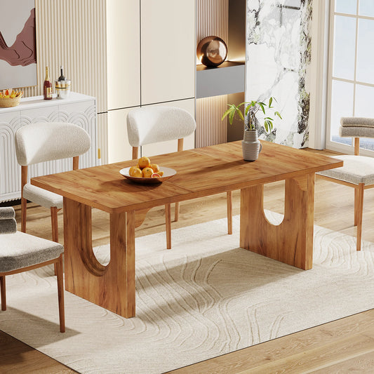 Tribesigns Modern Dining Table for 6 to 8 People with Wood Pedestal Base