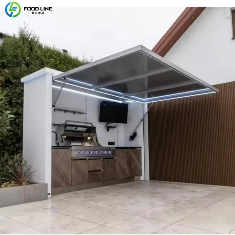 Outdoor Stainless Steel BBQ Pod With Sink And Fridge