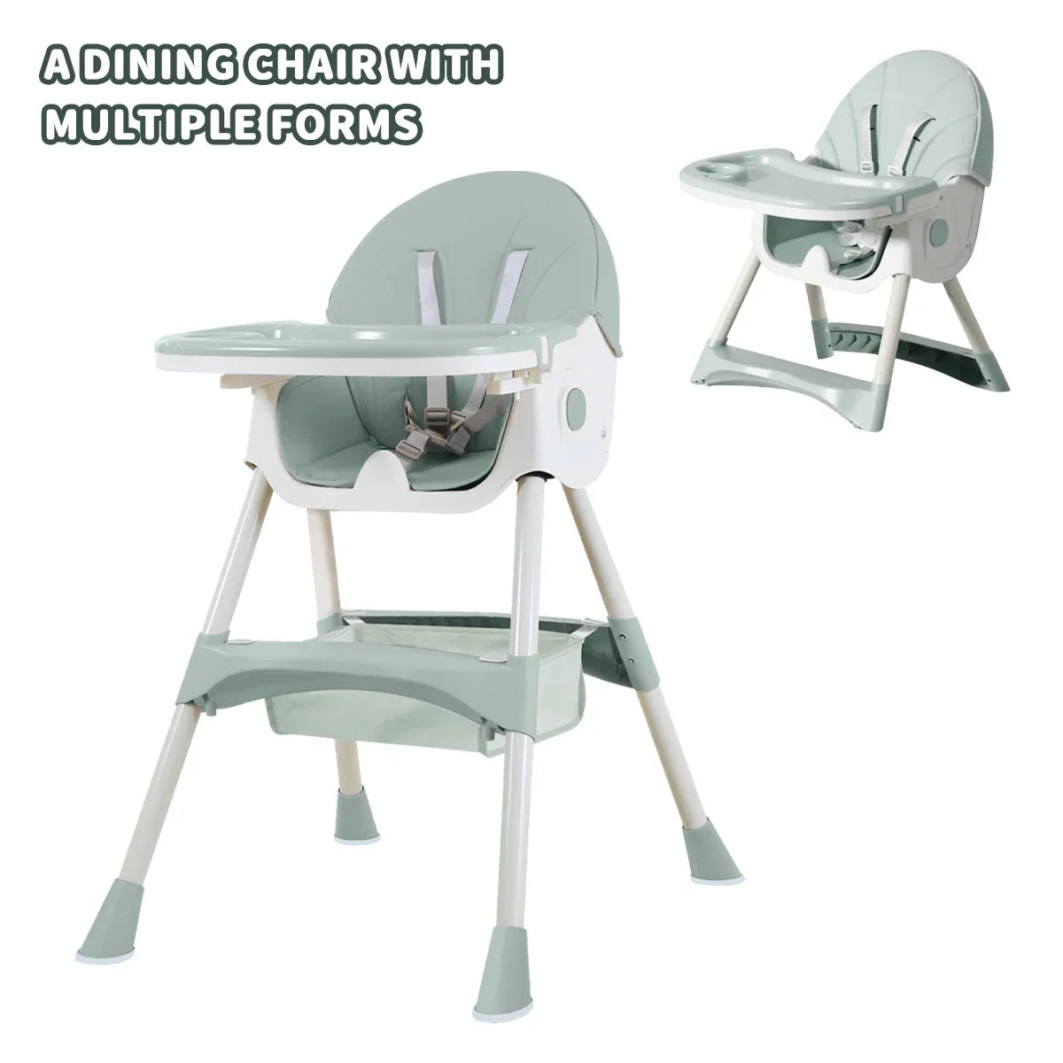 Foldable Children's Feeding Chair Adjustable Backrest High
