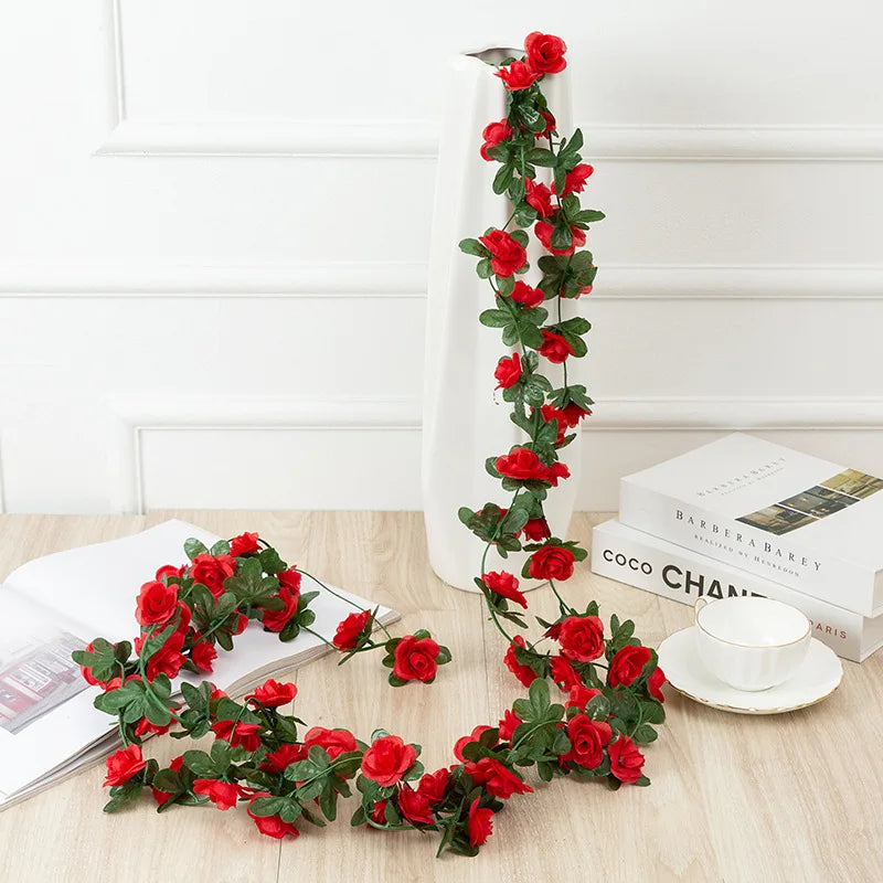 Silk Rose Vine Garland For Wedding Decoration
