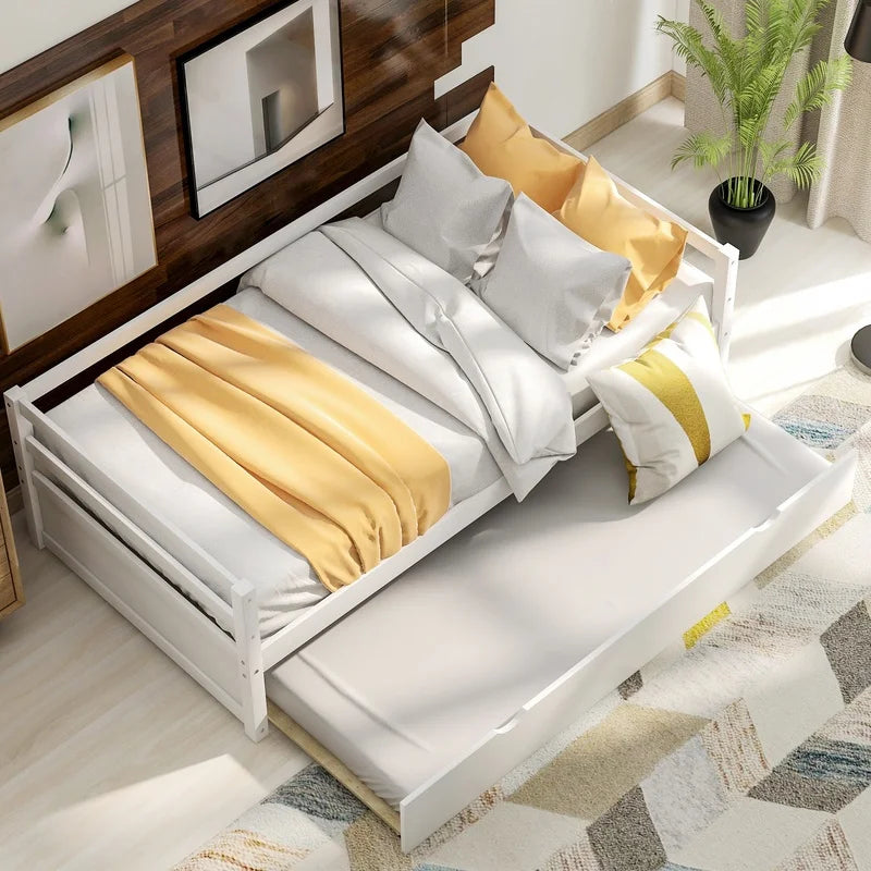 Daybed With Trundle Frame Bamboo Construction For Bedroom