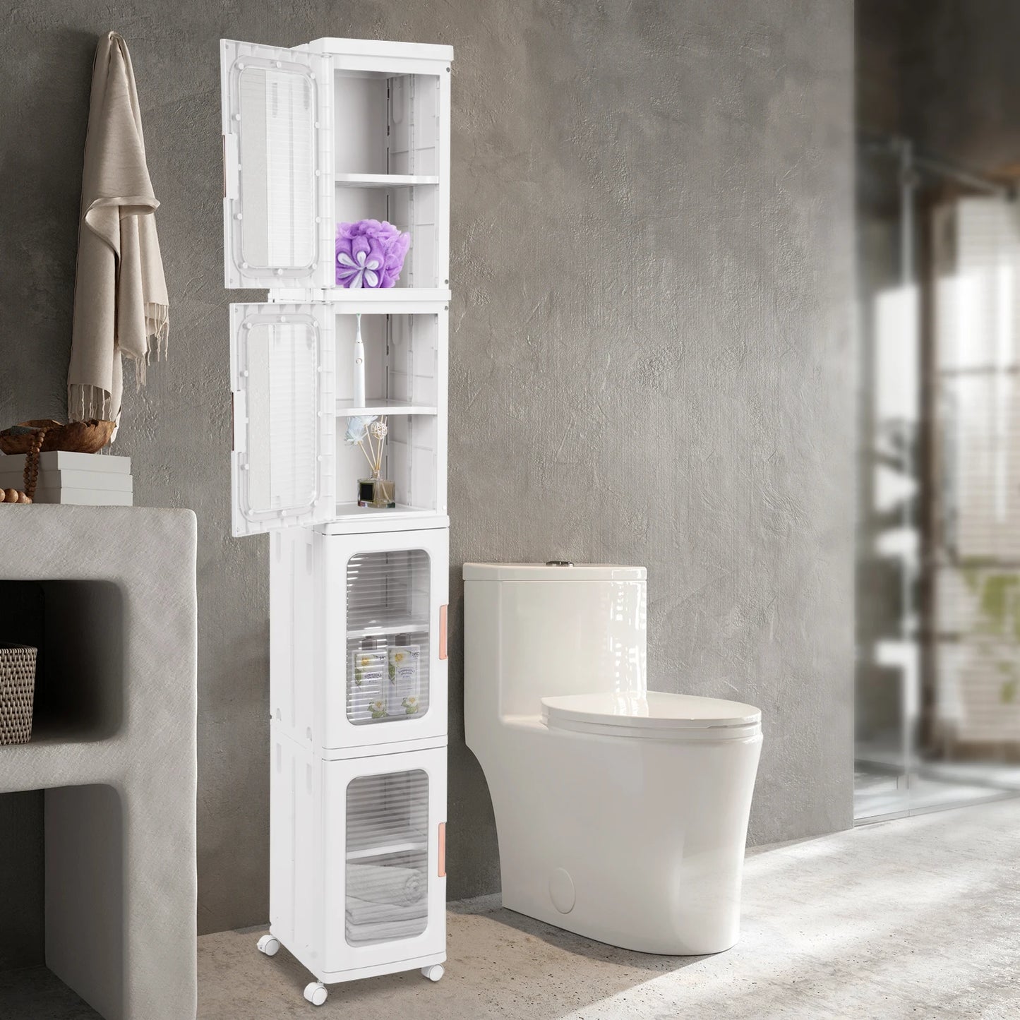 Storage Cabinet 4 Tier Narrow Organizer With Wheels