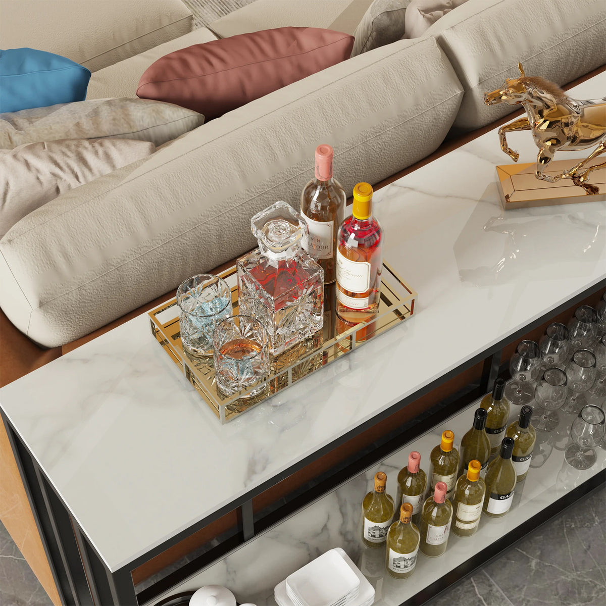 Wisfor Modern Sintered Stone Console Table with Metal Base