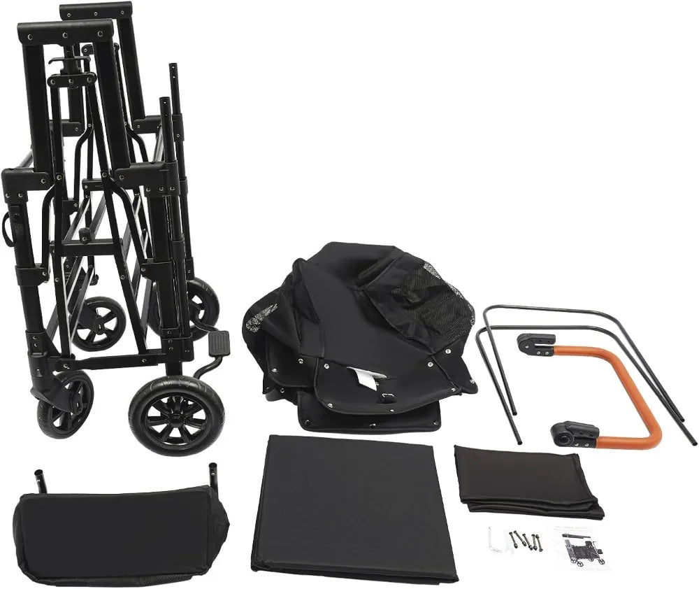 Foldable Stroller Wagon For Two Kids With All-Terrain Wheels
