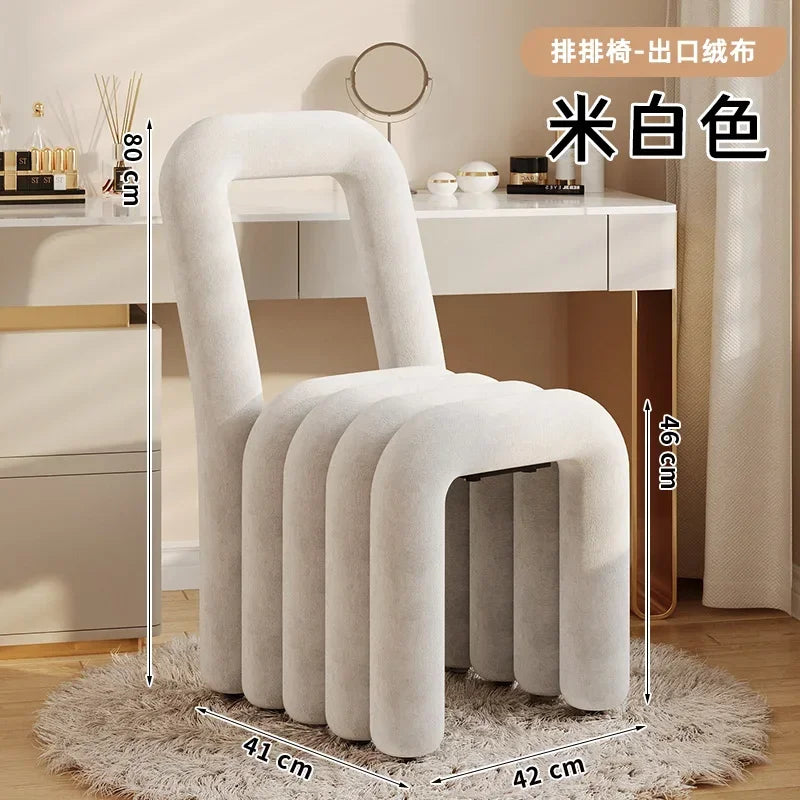 Plush Irregular Velvet Makeup Chair For Girls Bedroom
