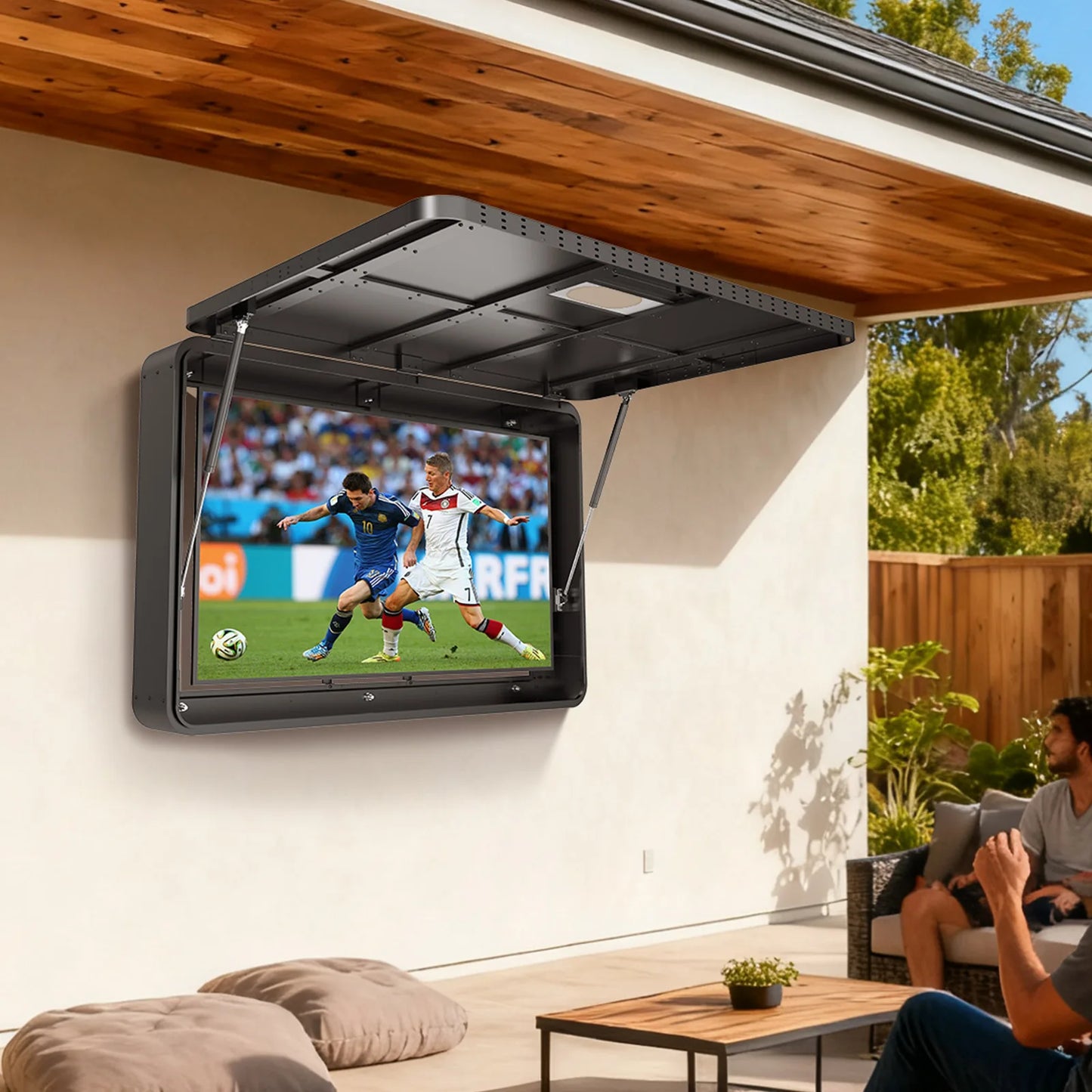 Outdoor TV Enclosure Waterproof Weatherproof Metal Cabinet Gas Struts