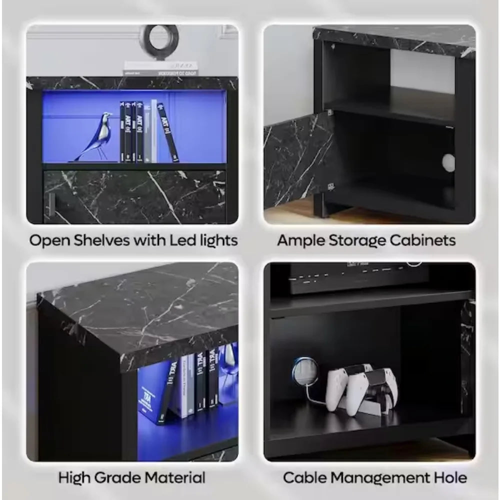 Hign-concerned LED TV Stand With Fireplace And Cabinets