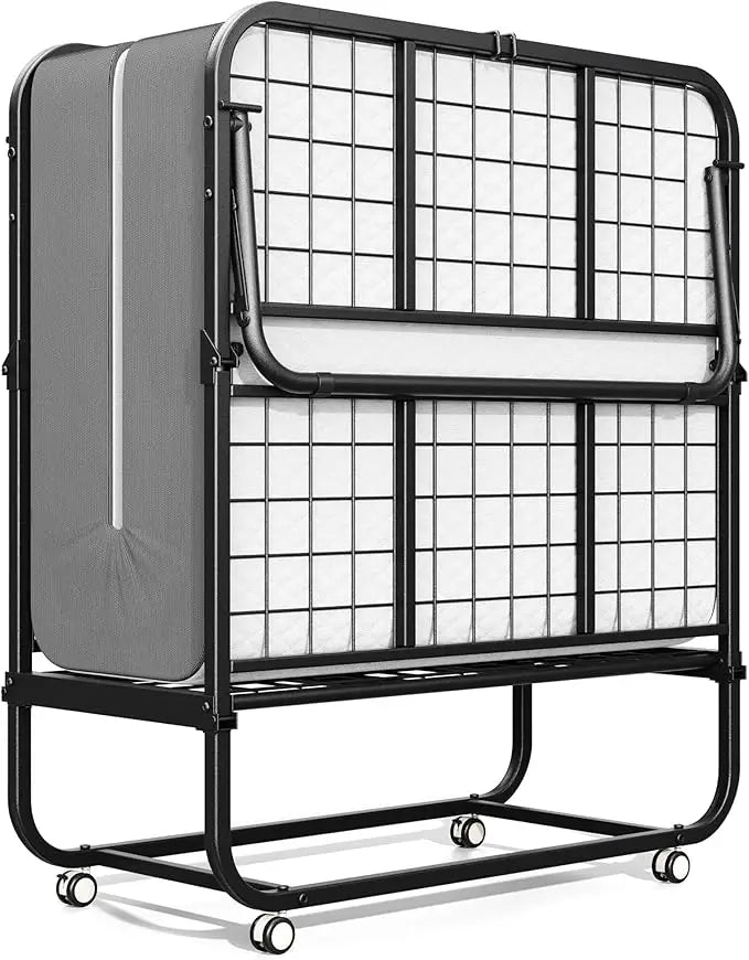 Folding Bed With Memory Foam Mattress And Wheels