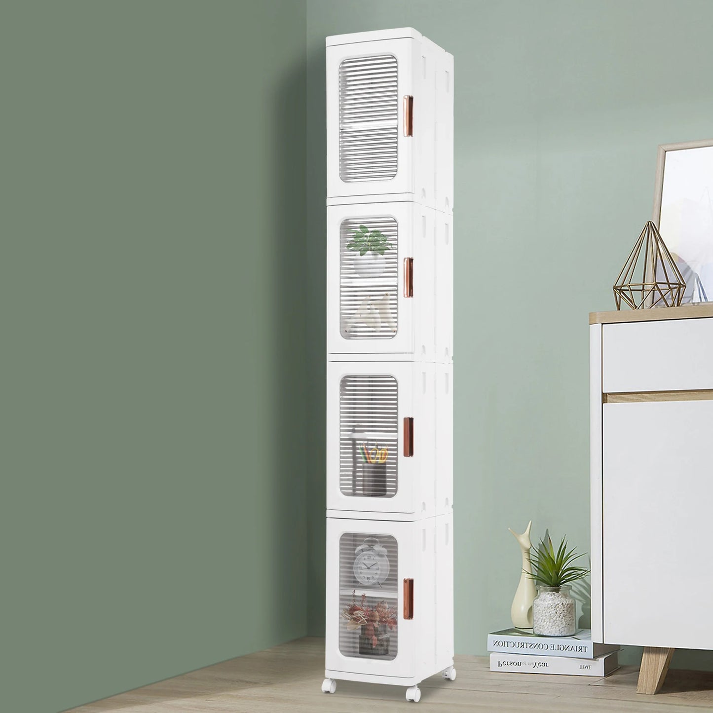 Storage Cabinet 4 Tier Narrow Organizer With Wheels