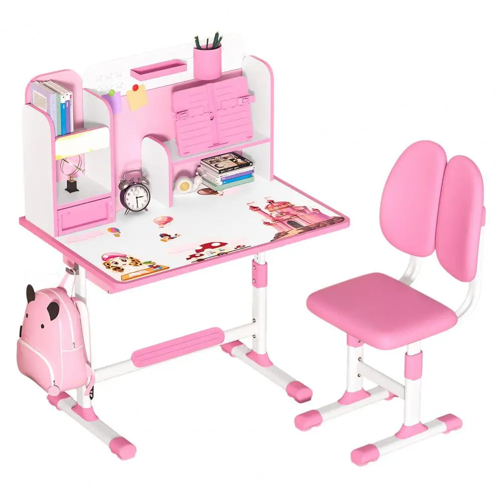Height Adjustable Kids Study Desk Chair Set Ergonomic