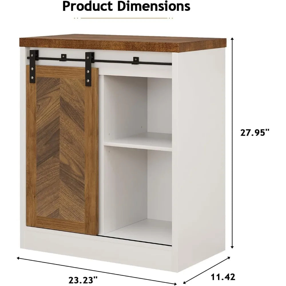 LuxeMerge Catrimown Farmhouse Coffee Bar Cabinet With Storage