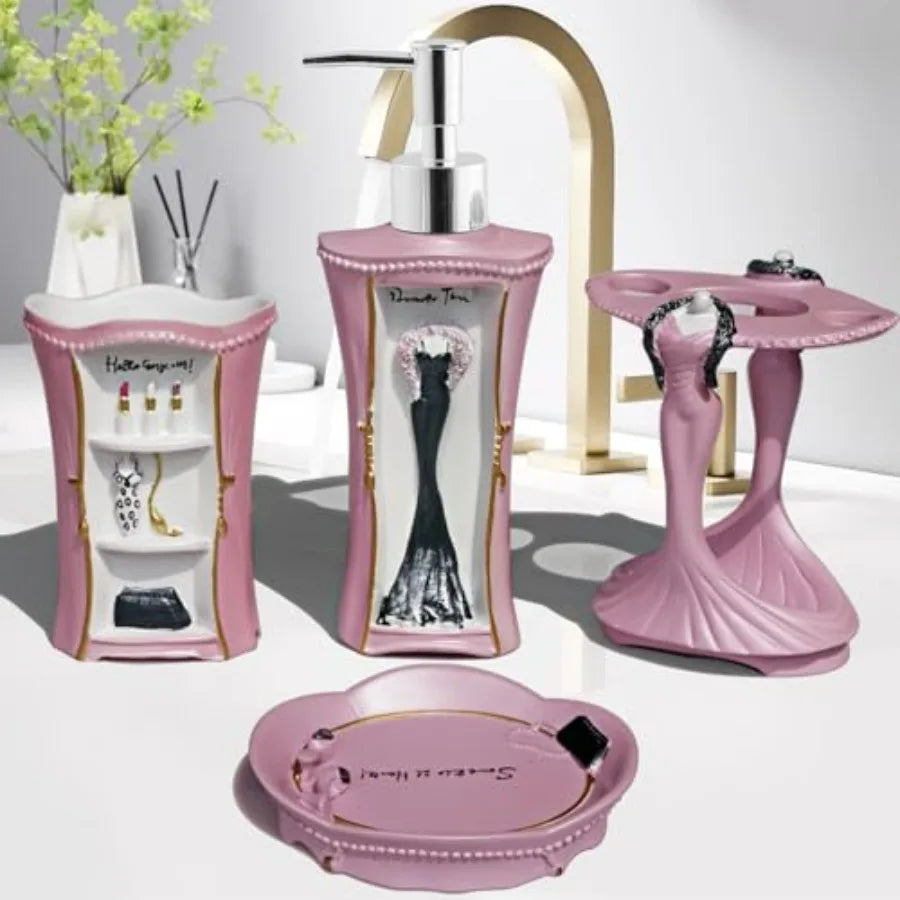 Bathroom Accessories Set With Soap Dispenser And Toothbrush Holder