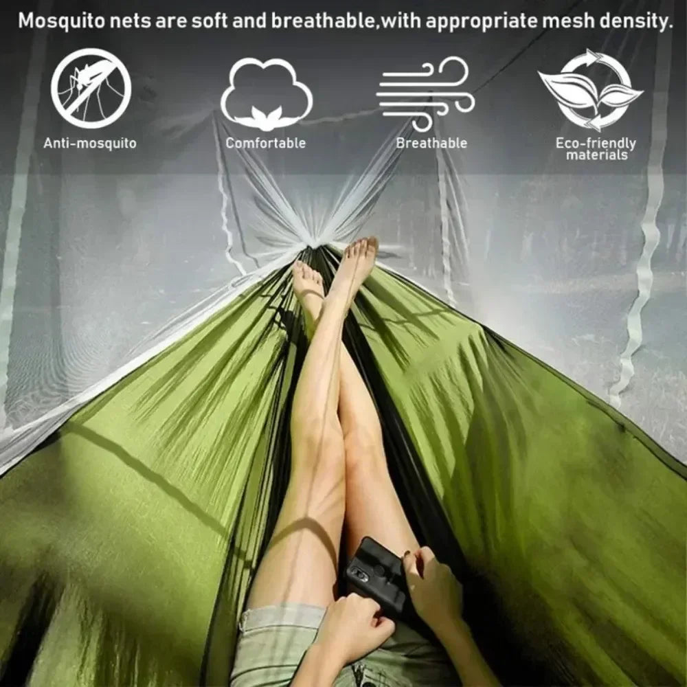 Outdoor Camping Hammock 2 Person With Mosquito Net Portable