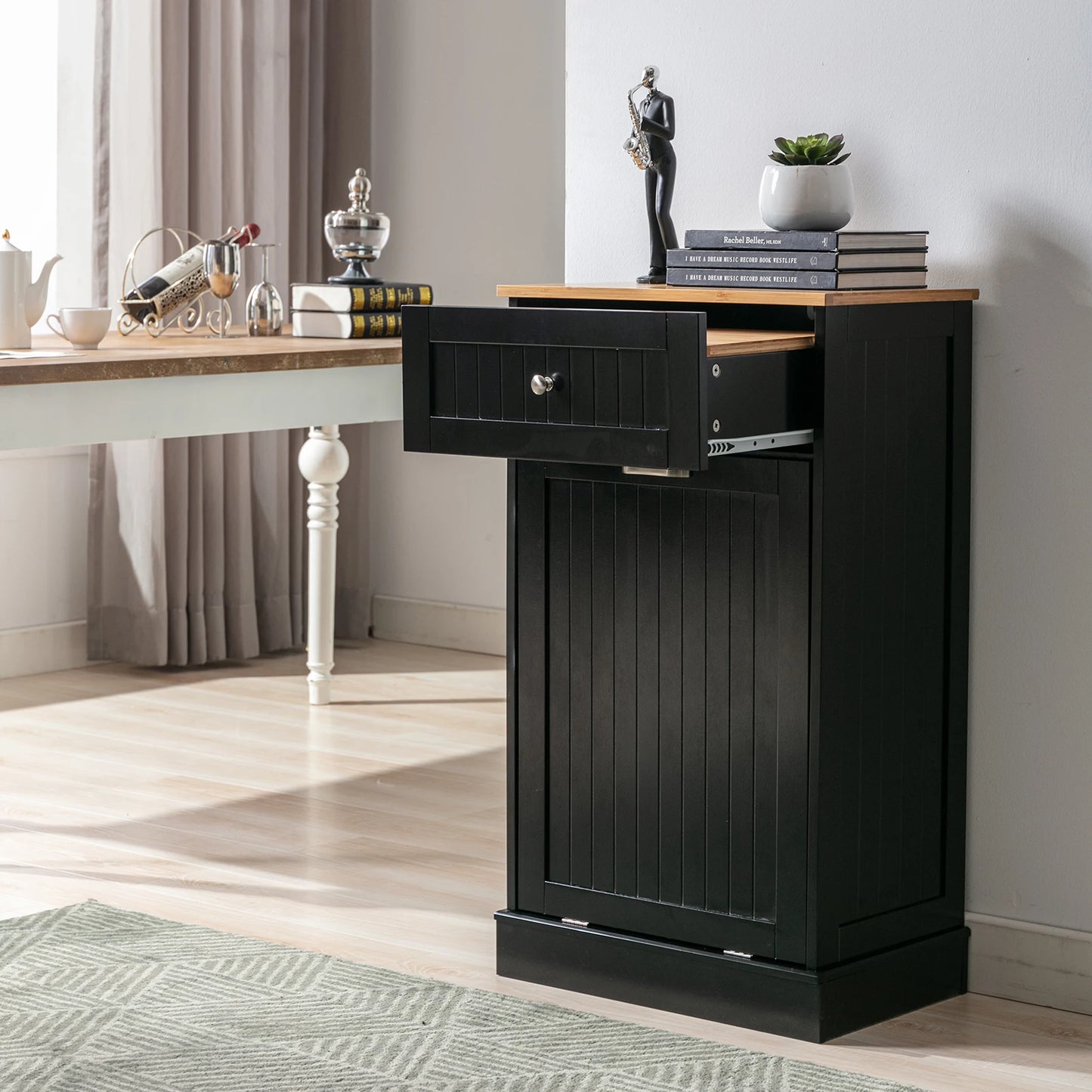 QiaoShiRen Single Tilt Out Trash Cabinet With Cutting Board