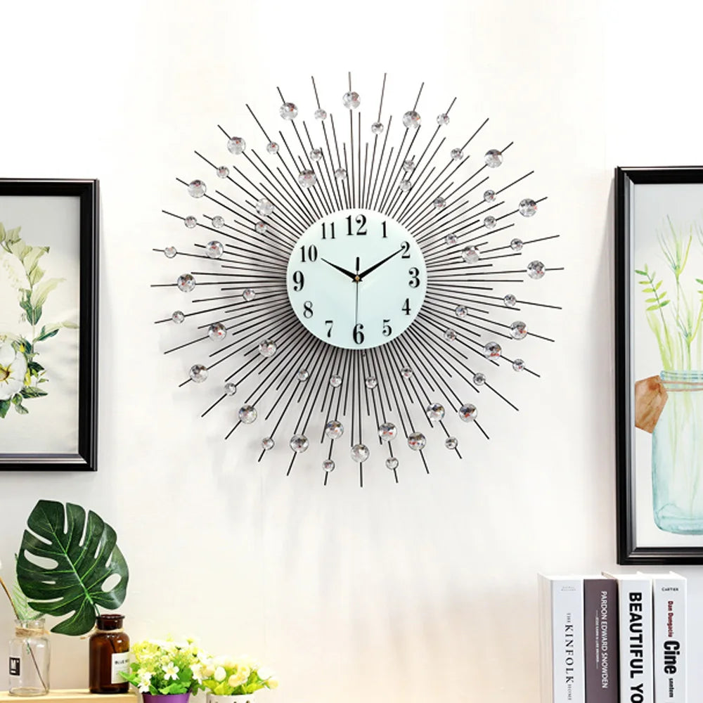 Hign-Concerned Wall Clock Diamond Studded Bling Luxe Decor