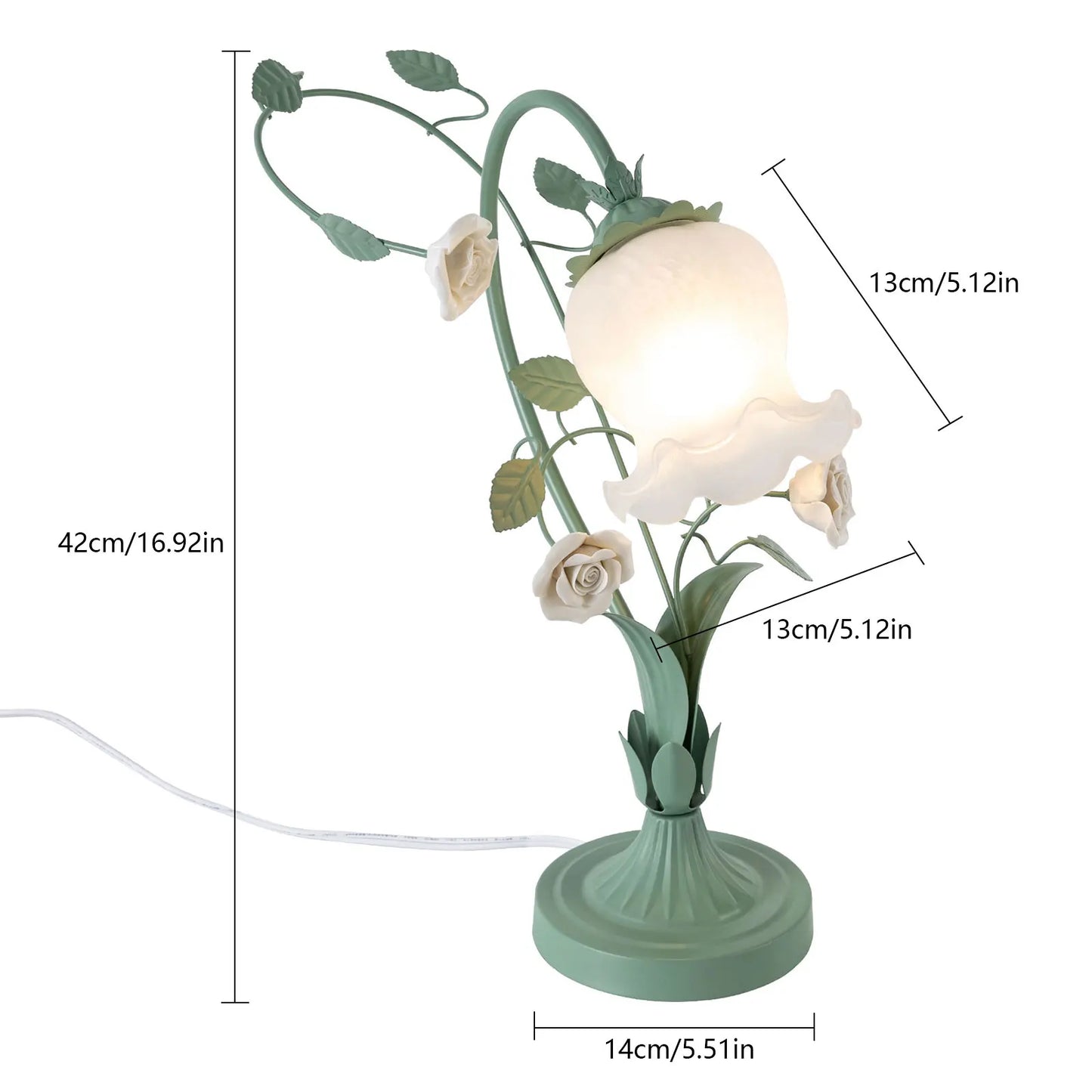 Modern Stained Glass Flower Table Lamp With Switch