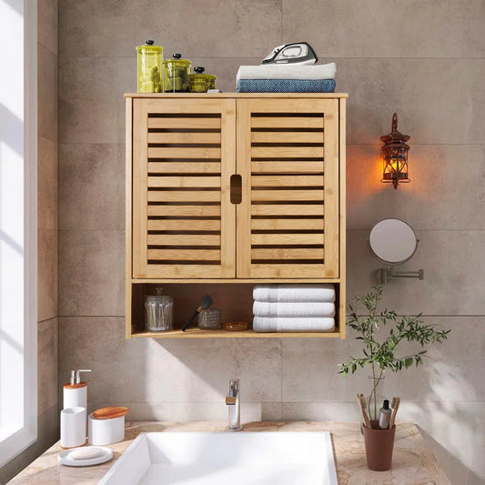 Wall Mounted Bathroom Cabinet With Adjustable Shelves Double Door