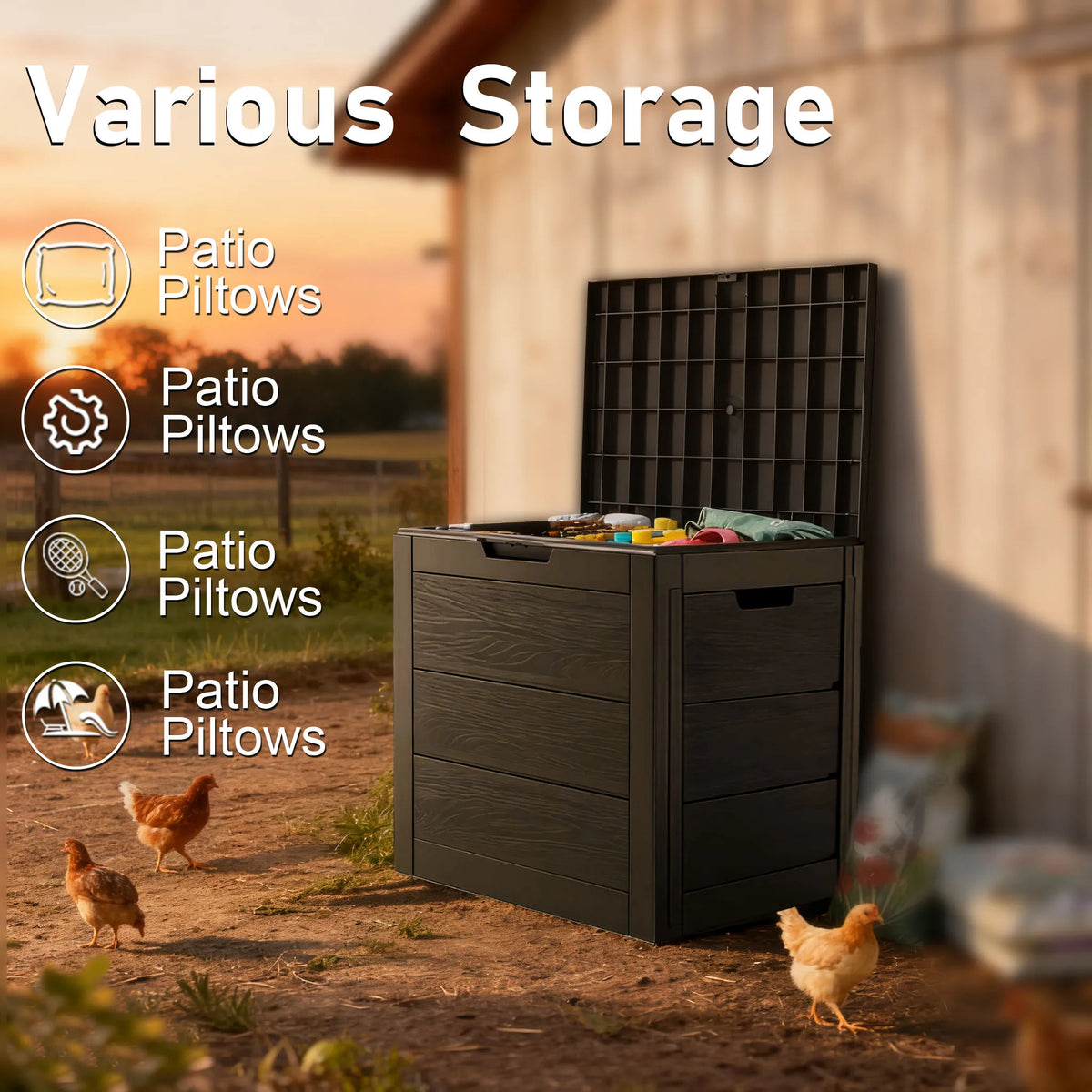 Heavy Duty Outdoor Deck Storage Box With Secure Latch