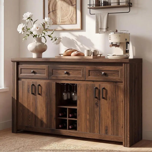 Kitchen Storage Sideboard Cabinet With Wine Rack Display Shelf