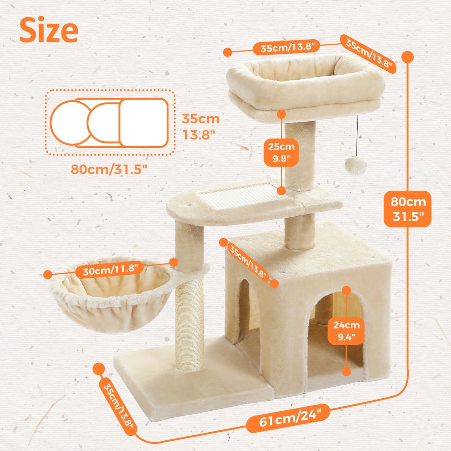 PAWZ Road Cat Tower For Indoor Cats Scratching Posts