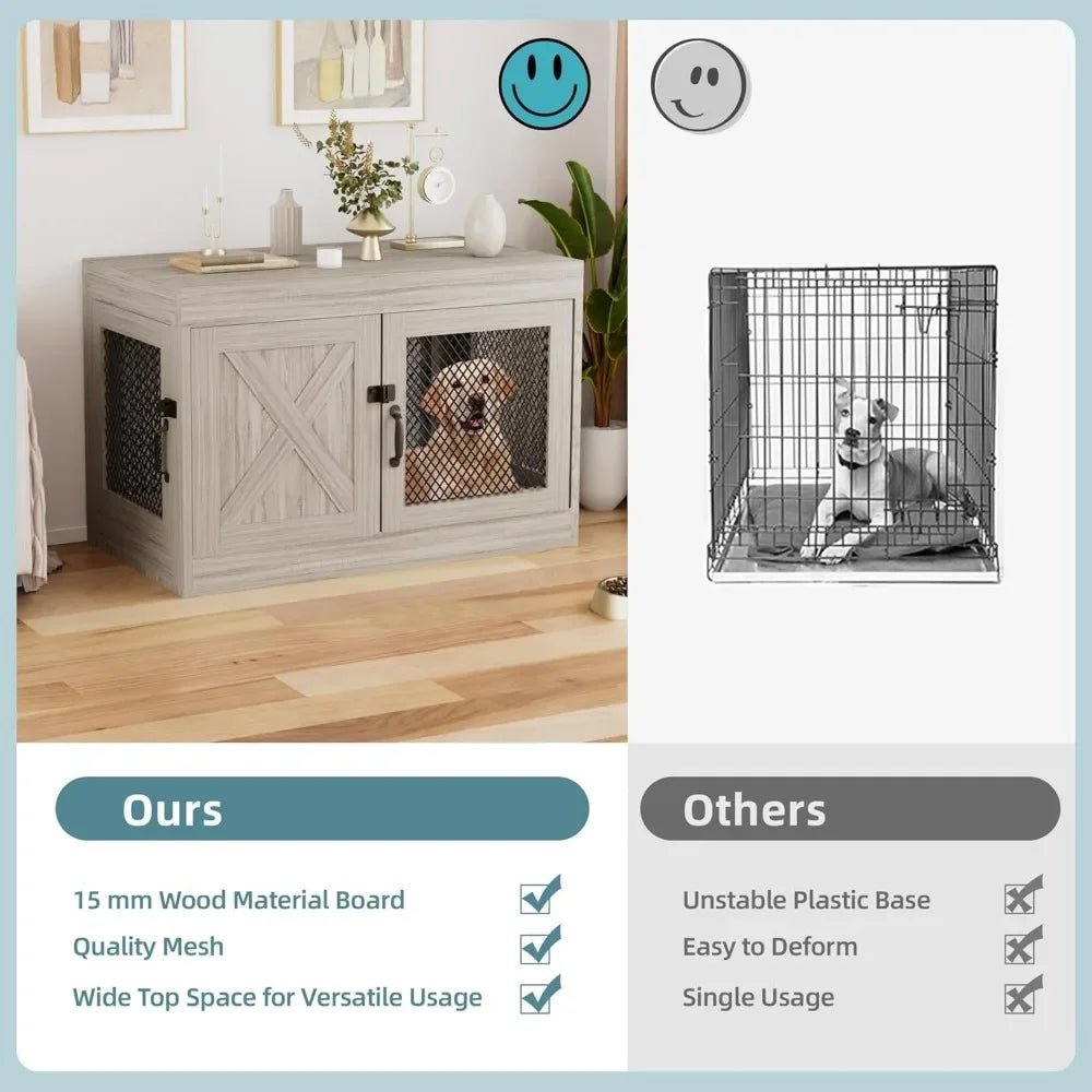 Guangbai Corner Dog Crate Furniture with Double Doors