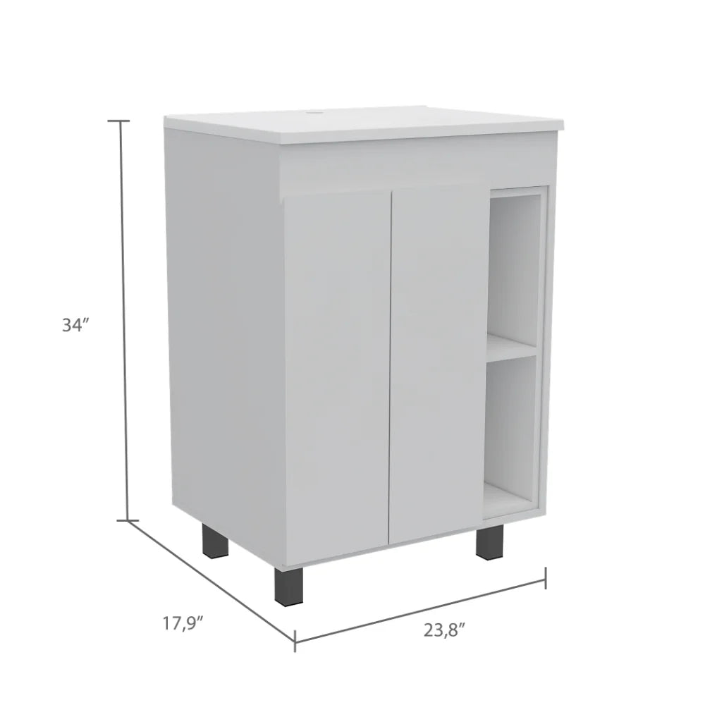 Free Standing Vanity And Magna Linen Cabinet Suite
