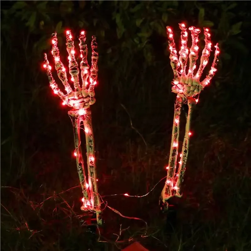Two Pack Halloween Solar Ghost Hand LED Garden Stakes