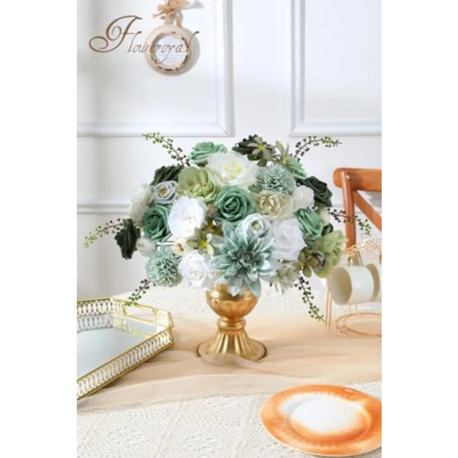 Artificial Silk Flowers Dahlias And Roses Bouquet Mix