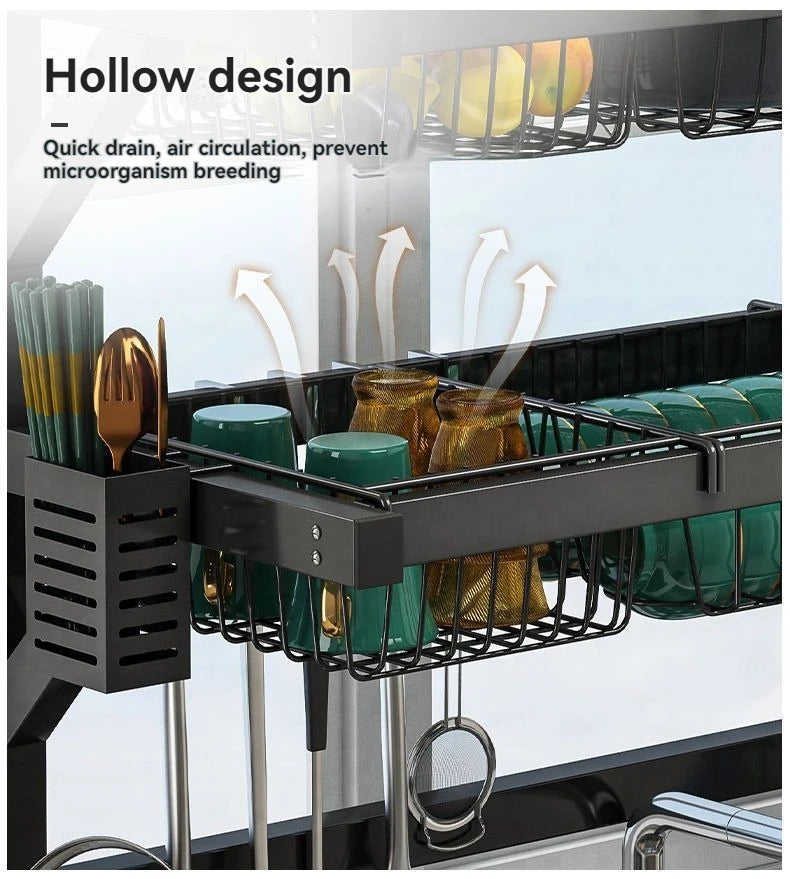 Over Sink Dish Drying Rack With Adjustable Shelves