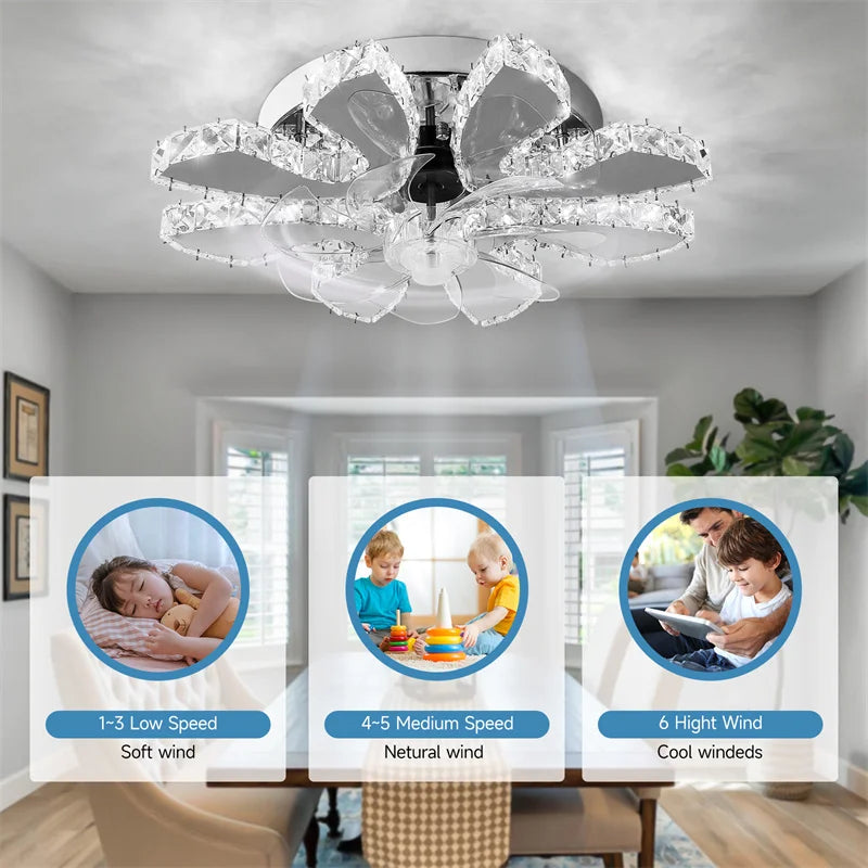 GreeLustr Ceiling Fan Light With Remote Control Retractable Blades