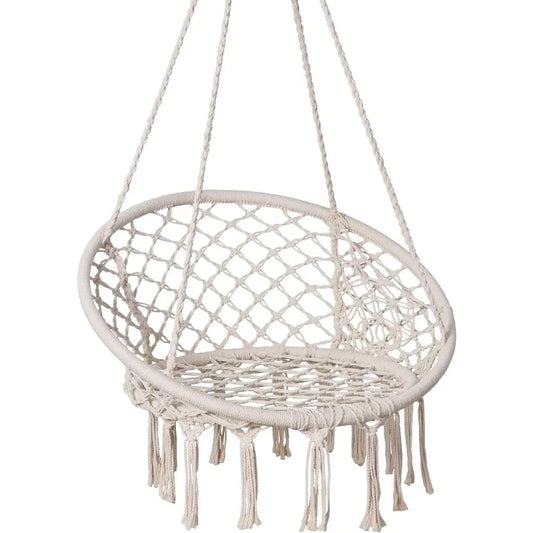 High-concerned Outdoor Hammock-Swing Chair With Pocket Macrame-Cotton Rope-Dyed Deluxe