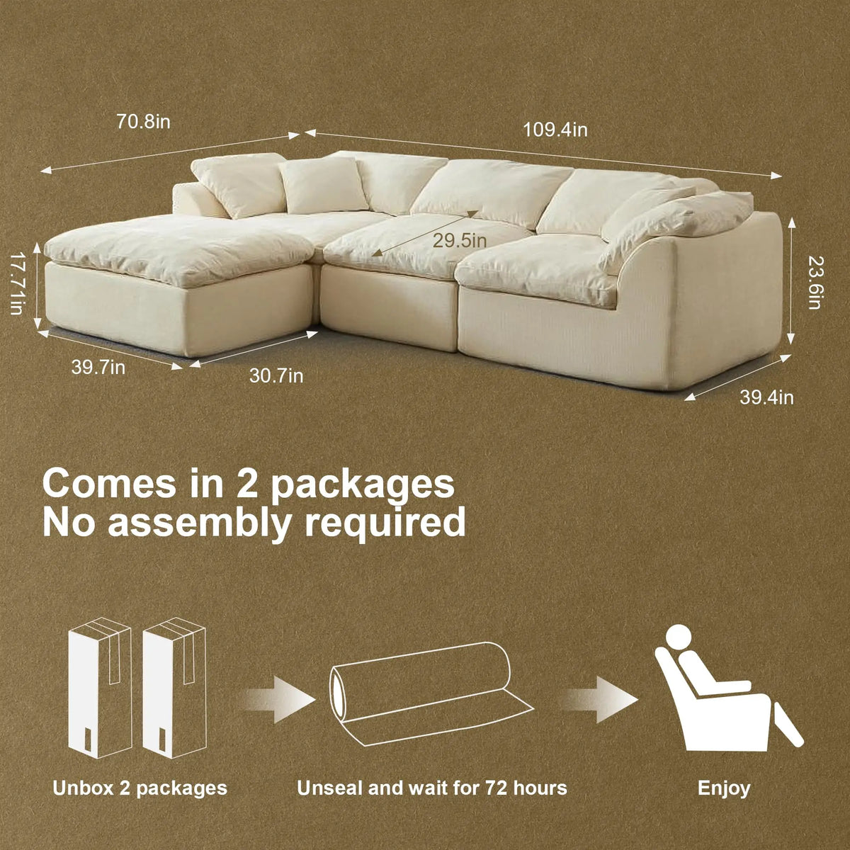 Yeflixvrau Modern L Shaped Modular Sectional Sofa With Ottoman