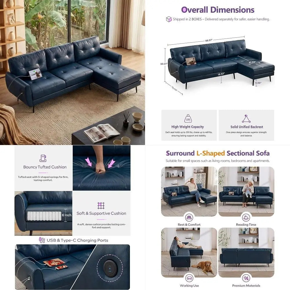 Faux Leather Manual Reclining Sofa With Cup Holders